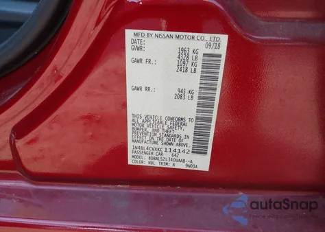 2019 Nissan Altima 2.5 Sr z USA, uszkodzony, nr VIN 1N4BL4CVXKC114142